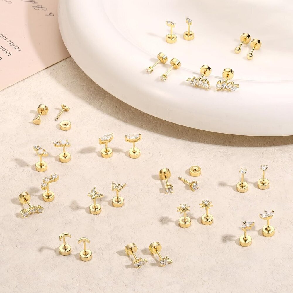 Sterling Silver Flat Back Stud Earrings Hypoaller… - image 8